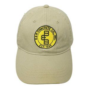 B & B Concrete Logo Patch Khaki Adjustable Tuck Strap Cap Trucker Baseball Hat